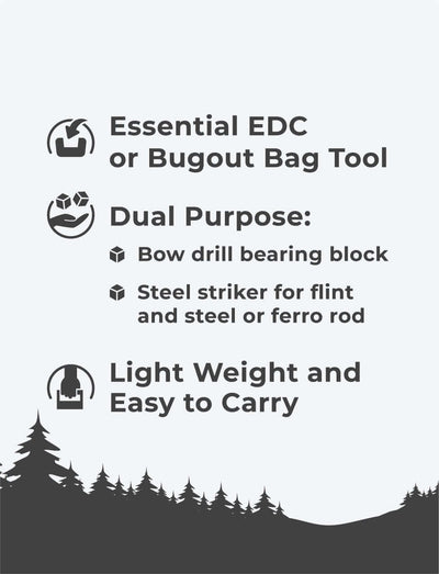 Flint Striker / Bow Drill Handle Combo Tool